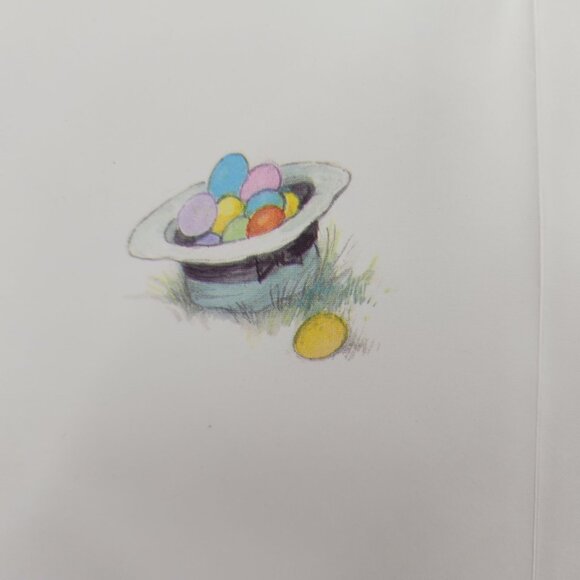 Vintage Easter Card God Bless You Bunny Rabbit Eggs Unused No Envelope 1979 - Picture 3 of 7
